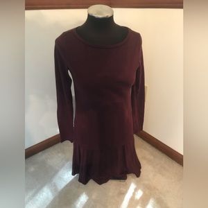 Loft outlet dropped waist maroon heathered knit dress